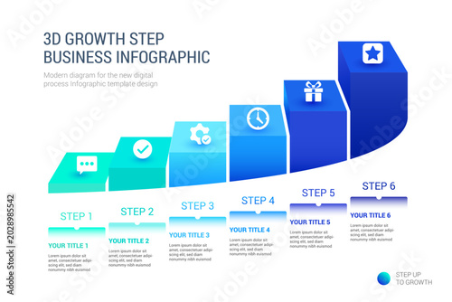 3D Growth Step Business Infographic Presentation Template