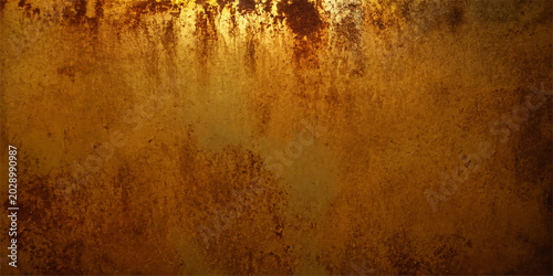 Cuadro en lienzo Rusted metal surface texture with organic mottled corrosion patterns in brown, o