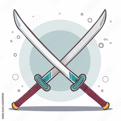 Two Crossed Katana Swords