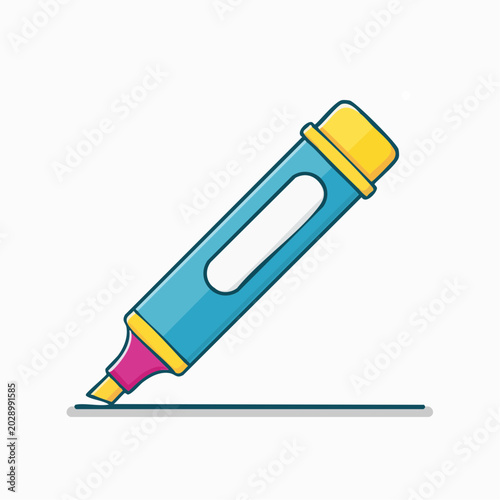 Cartoon highlighter pen drawing a line