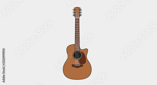 Slika na platnu Flat Vector Illustration of an Acoustic Guitar