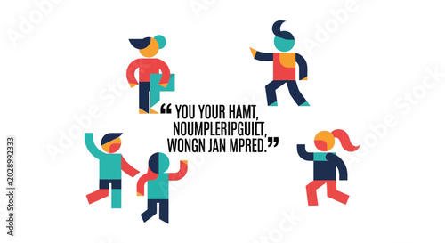 Tableau sur toile Abstract Flat People Illustration with Nonsense Text