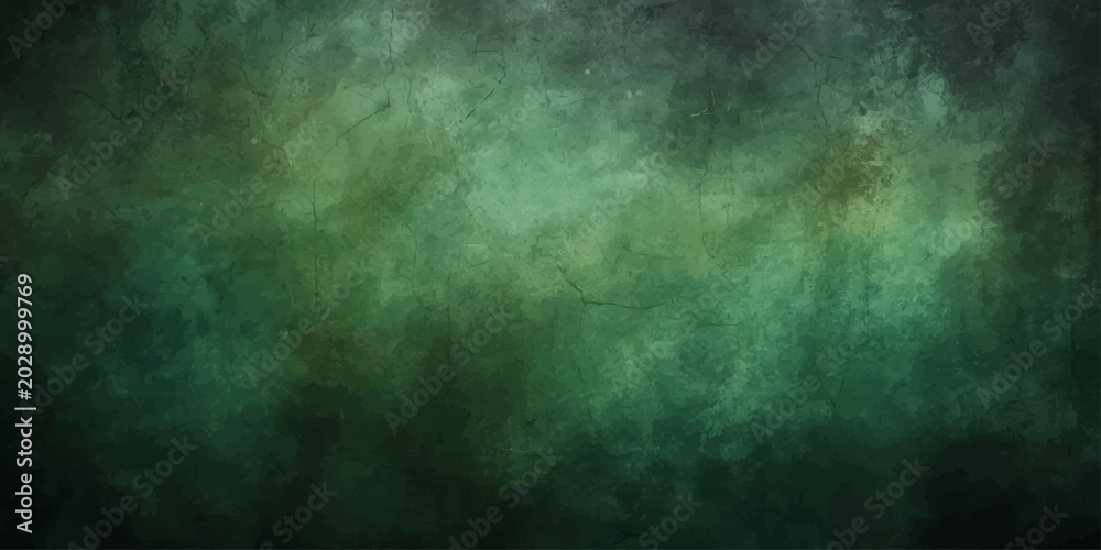 Fototapeta premium An abstract green grunge background and dark smoky texture with misty blue clouds across a night sky backdrop