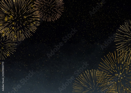 夜空に咲く花火　和風イラスト素材