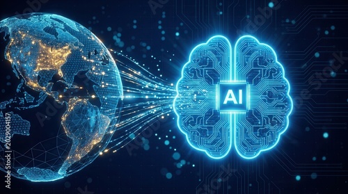 Future agentic AI technology and artificial intelligence prompt engineering with a global network.