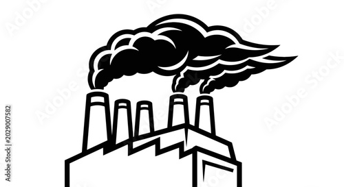 Fotografie Industrial Factory with Smoking Chimneys.