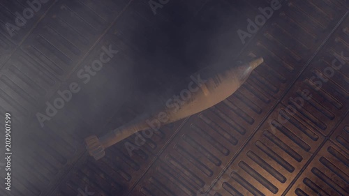 Military mortar shells lie on a dark industrial metal floor. Ammunition. Bombs on metall floor. Artillery rounds on dark floor. Amy mortar shells. Rusty artillery shells. Army Mine.