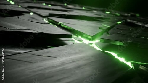 Abstract Green Energy Crack in Dark Surface - Dynamic Digital Background Loop.