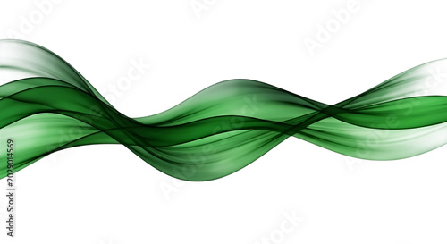 Foto Green wavy lines abstract background flowing ribbon shape on transparent backgro