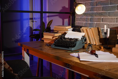 Interior of dark author's o...