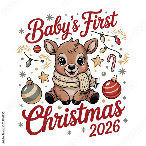 Baby’s First Christmas 2026 T-Shirt Design