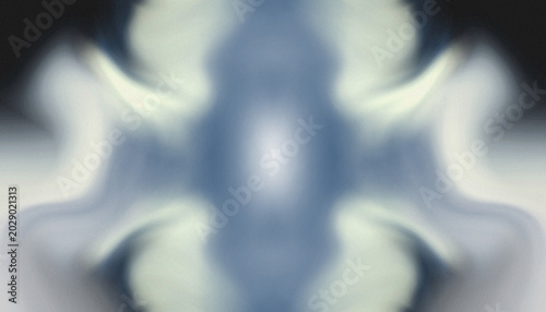 Abstract aura background featuring a soft blue and cream gradient with grainy texture. Symmetrical blurry wave pattern ideal for spiritual, meditation, modern graphic design, and tech wallpaper.