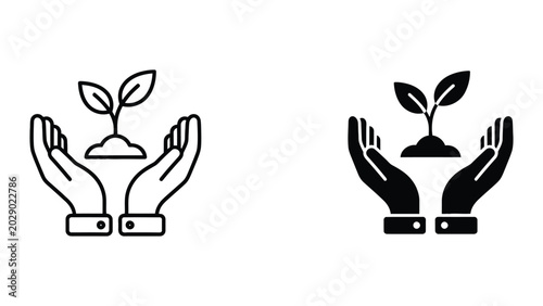 Canvastavla Hands nurturing growing plant icon