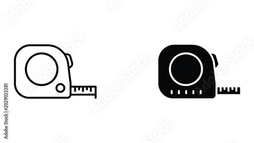 Black and white tape measure icons