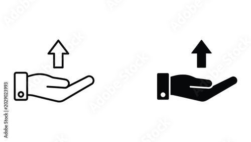 Hand gesture icon with upward arrow