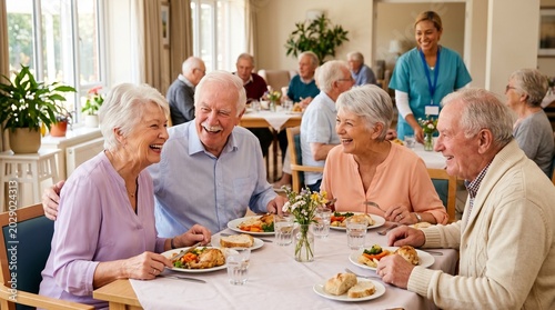 happy seniors enjoying family lunch together indoors