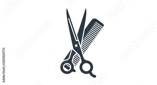 Professional Hairdressing Scissors and Comb Icon, Symbolizing Hair Cutting and Styling Services