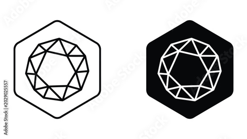 Fotografi Hexagon geometric diamond shape icon