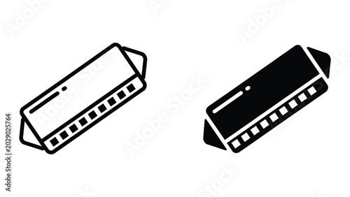 Tableau sur toile Black and white harmonica icon illustration