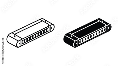 Photos Black and white harmonica with transparent background