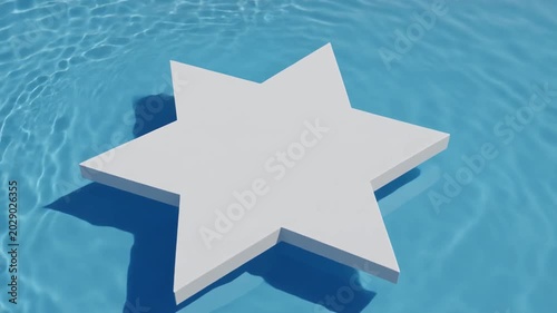 White Star Floating on Blue Water.