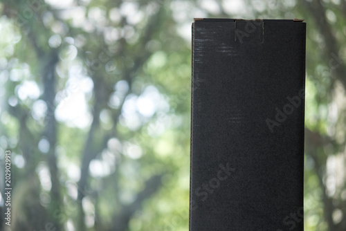 Canvastavla A long black box against nature background
