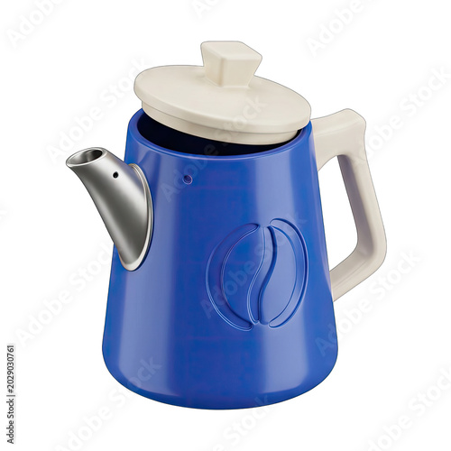 Blue Coffee Pot with Cream Lid and Handle