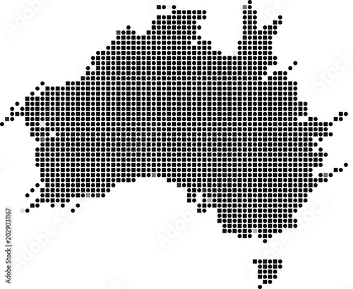 Australia map made of black circles and squares continent
