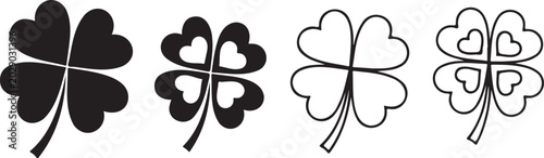 Foto Four leaf clover icons set