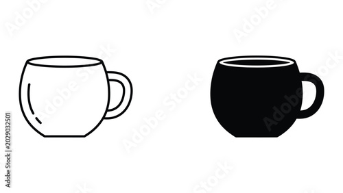 Minimalist mug icon pair light and dark