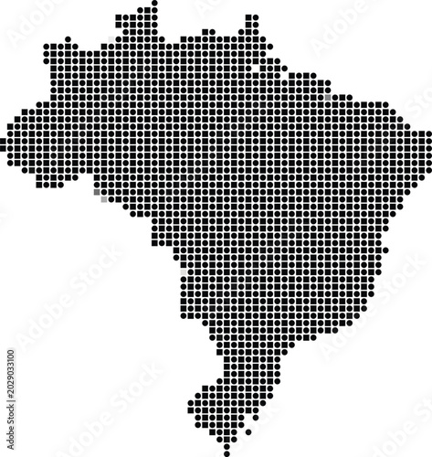 Pixelated map of brazil with circles and squares dots