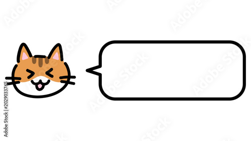 Foto 角丸吹き出しと茶トラ猫のイラスト
