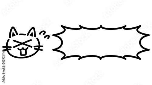 手描きの焦る猫とギザギザの吹き出しのイラスト