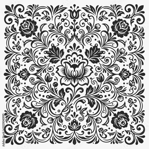 Floral pattern designs in a traditional russian folk art style. Vector Illustration
