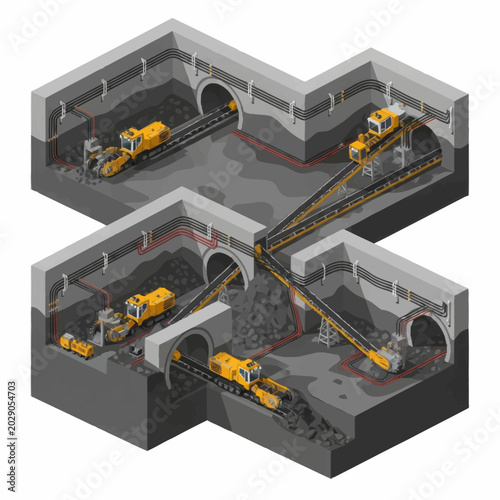 Tunnel Boring Machines Constructing Underground Network.