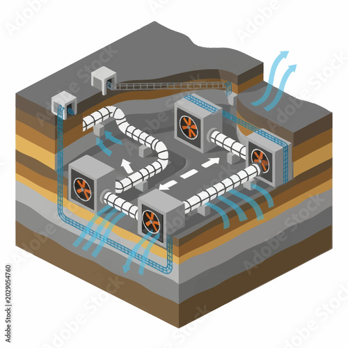Underground Ventilation System Schematic Diagram.