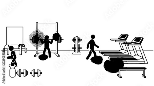 Group of people exercising in a modern gym facility