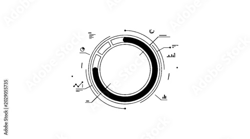 Futuristic circular data interface hud element