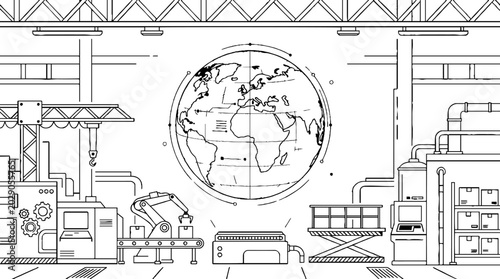 Schematic overview of an automated industrial production line