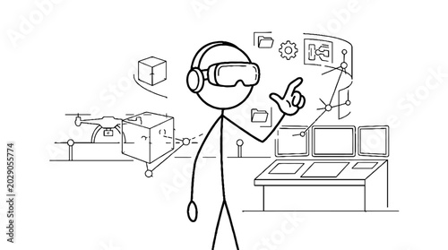 Remote operator controlling a drone via virtual reality interface
