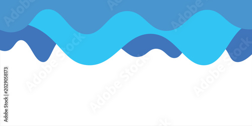 Tableau sur toile Set of blue sea, ocean waves separation shape, border, divider vector illustrati