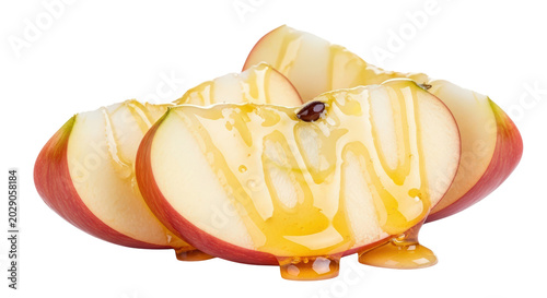 Juicy Red Apple Slices Drizzled with Honey.