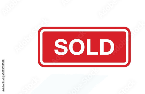 Bright red sign featuring white bold text that clearly communicates the message of items being sold