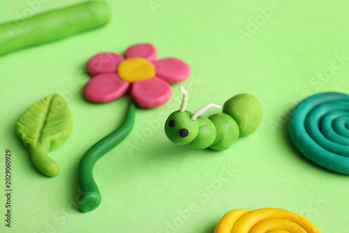 Colorful clay caterpillar w...