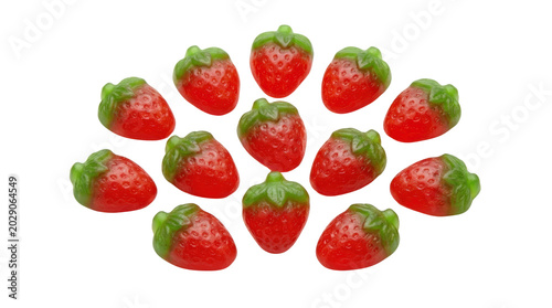 A Pile of Delicious Strawberry Shaped Gummy Candies.