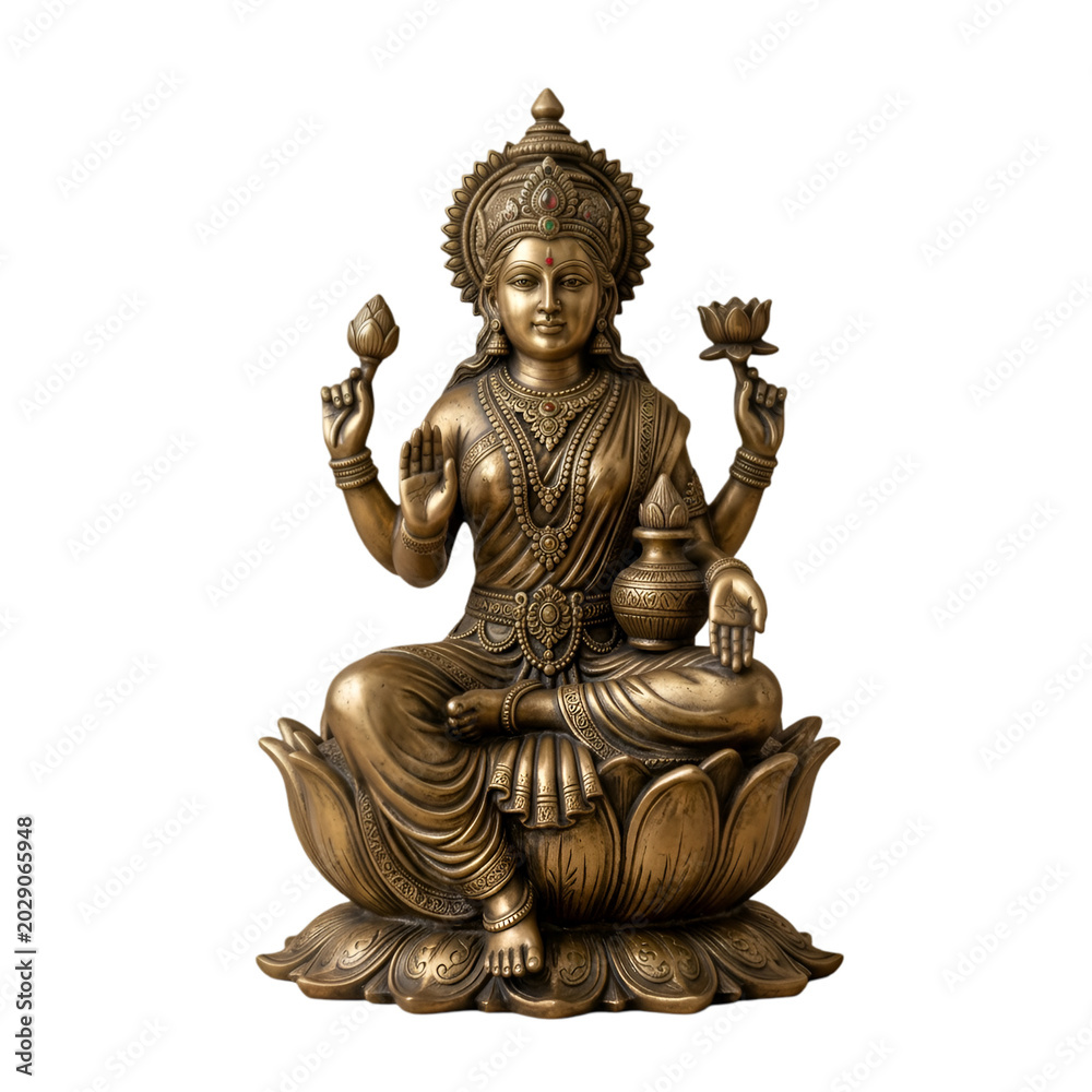 Obraz premium Goddess Lakshmi, idol in brass