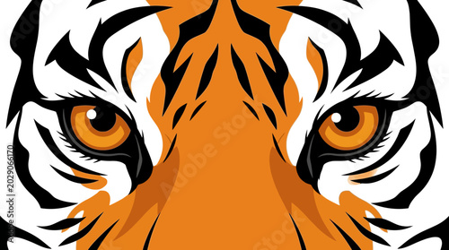 Photography Close-up of a tiger's face showcasing intense gaze