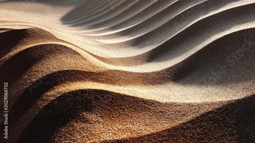 Wavy sand dune texture with natural light and shadow play creating rhythmic desert pattern background.
