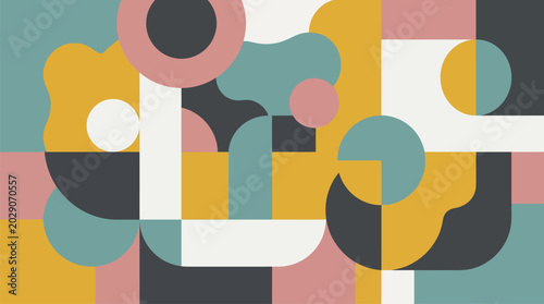 Schilderij op canvas Dynamic abstract geometric pattern with a blend of soft organic shapes and bold