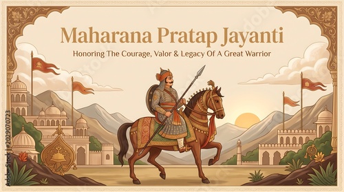 Maharana pratap jayanti honoring a brave indian warrior king on horseback